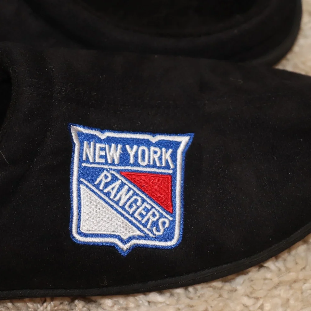 Mens New York Ranger Black Scuff Embroidered Logo Memory Foam Slipper Size XL - Picture 6 of 15